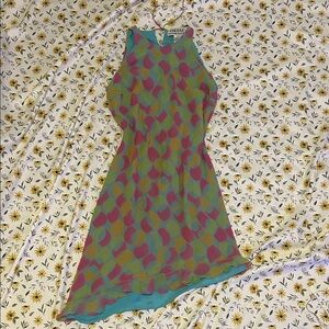 Vintage Chetta B Multicolor Polkadot Silk Dress Asymmetrical midi dress